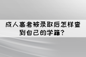 成人高考被錄取后怎樣查到自己的學(xué)籍？