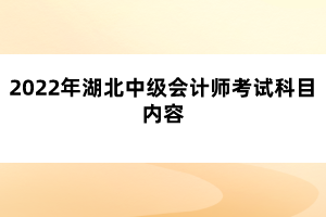 2022年湖北中級會計師考試科目內(nèi)容