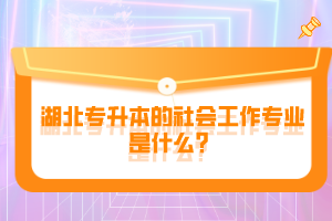 湖北專升本的社會工作專業(yè)是什么？