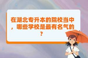 在湖北專升本的院校當(dāng)中，哪些學(xué)校是最有名氣的？