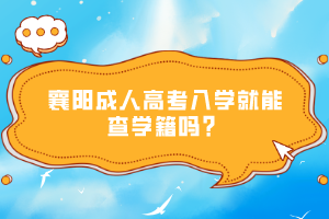 襄陽(yáng)成人高考入學(xué)就能查學(xué)籍嗎?