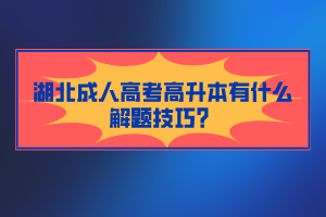湖北成人高考高升本有什么解題技巧？