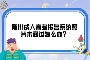 隨州成人高考報(bào)名系統(tǒng)照片未通過(guò)怎么辦？