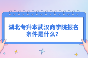 湖北專升本武漢商學(xué)院報名條件是什么?