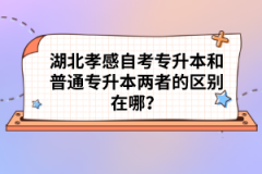 湖北孝感自考專升本和普通專升本兩者的區(qū)別在哪？