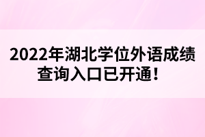 2022年湖北學(xué)位外語(yǔ)成績(jī)查詢?nèi)肟谝验_通!