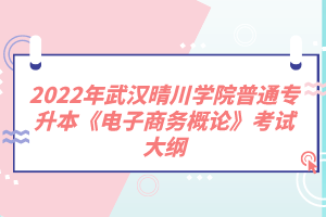 2022年武漢晴川學院普通專升本《電子商務概論》考試大綱