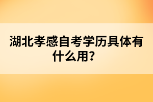 湖北孝感自考學(xué)歷具體有什么用？