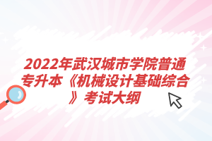 2022年武漢城市學(xué)院普通專升本《機械設(shè)計基礎(chǔ)綜合》考試大綱