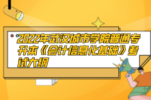 2022年武漢城市學院普通專升本《會計信息化基礎(chǔ)》考試大綱