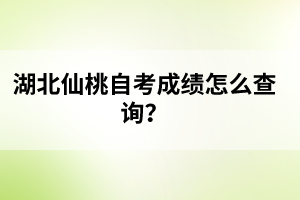 湖北仙桃自考成績怎么查詢？