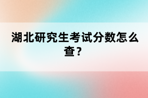 湖北研究生考試分?jǐn)?shù)怎么查？