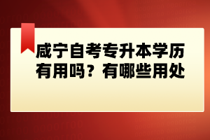 咸寧自考專升本學(xué)歷有用嗎？有哪些用處？